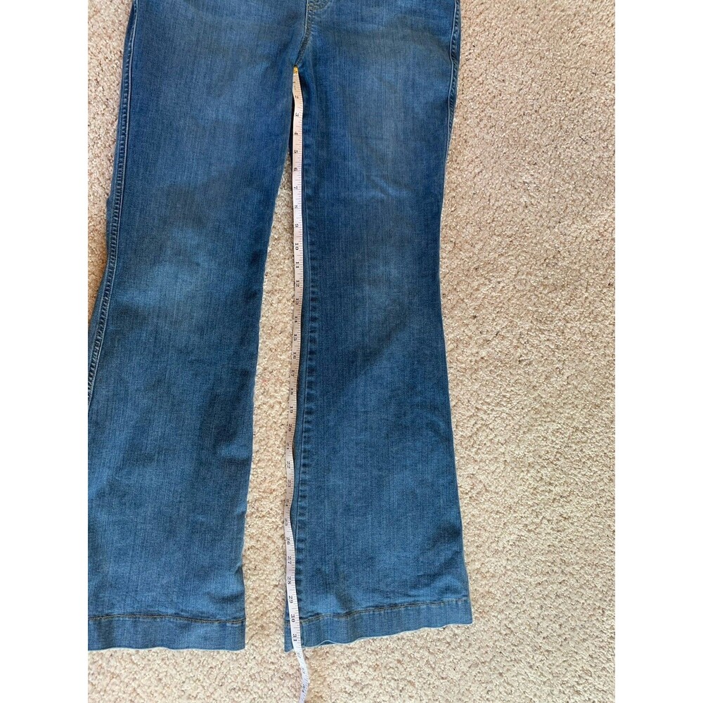 Spanx Blue Flare 70s Stretch Pull On Smoothing Denim Jeans XL Petite - Picture 8 of 12